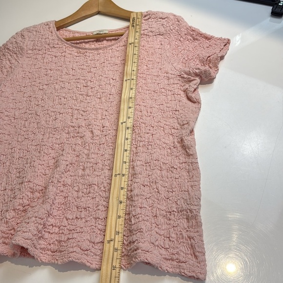 J Jill Womens TShirt Small Pink Peach Solid Scoop Neck Stretch Ruched Cotton - Picture 6 of 7